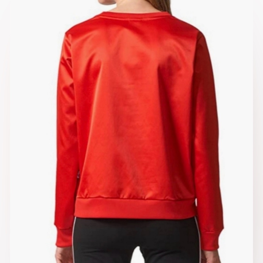 Adidas Crewneck-Bold Red Satin Trefoil-Womens size M - Picture 3 of 9